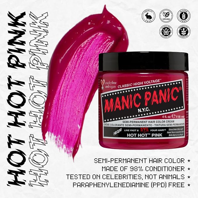 Manic Panic - Hot Pink Classic Creme Vegan Cruelty Free Semi Permanent Hair Dye 118ml