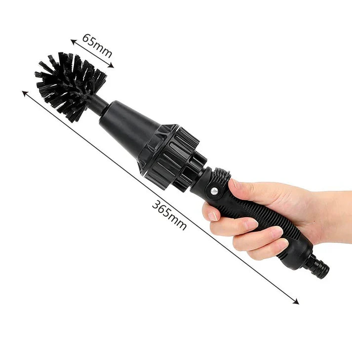 Water driven rotary cleaning brush wash hand held water spray brush